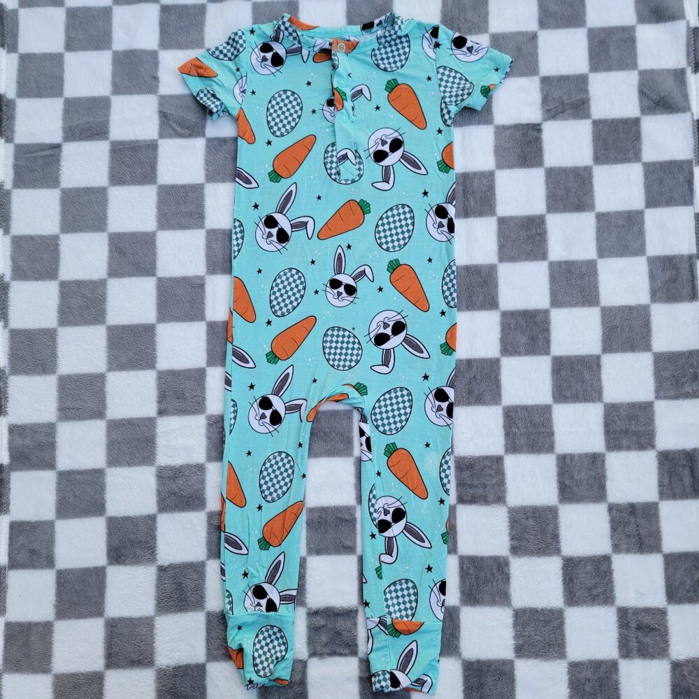 Gigi and Max Bamboo Easter Bunny Short Sleeve Romper Size 18-24m